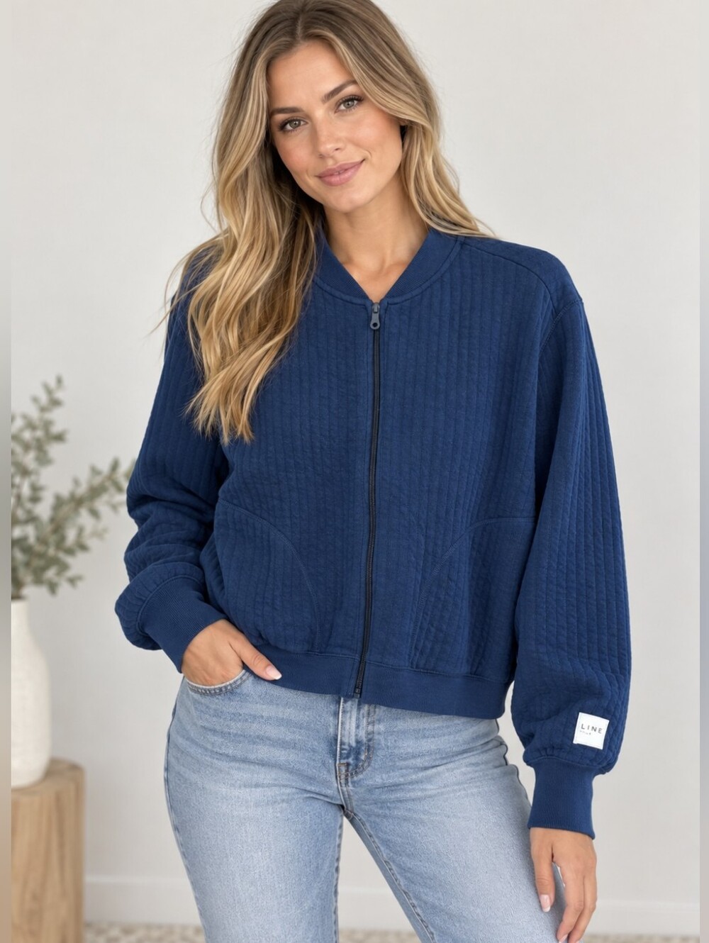 NWOT OFFLINE by Aerie Navy Quilted Bomber Jacket